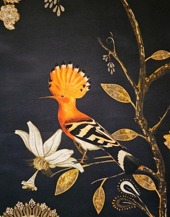 280x280cm! Exclusief Art Dèco-stof met Upupa - Realistisch, Antiquités & Art, Tapis & Textile