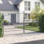 vidaXL Tuinpoort met Puntontwerp Dubbele Schuif Houtskool, Tuin en Terras, Tuinpoorten, Verzenden, Nieuw
