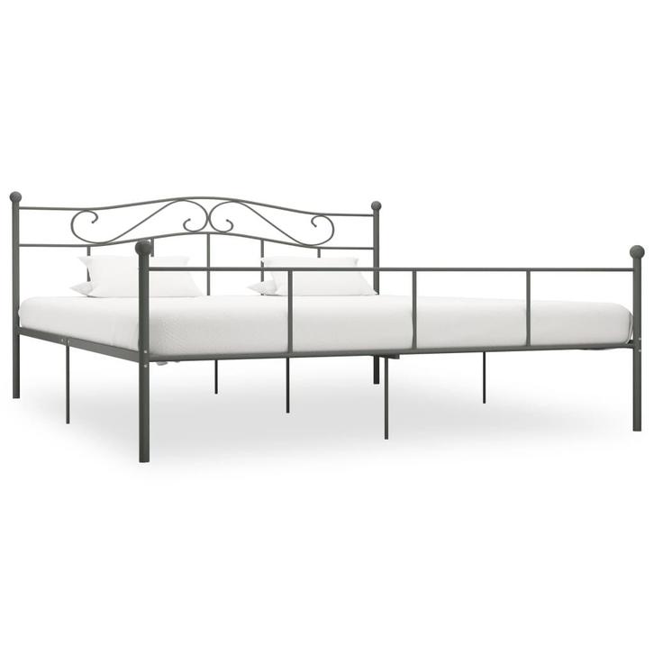 vidaXL Bedframe metaal grijs 180x200 cm, Maison & Meubles, Chambre à coucher | Lits, Envoi