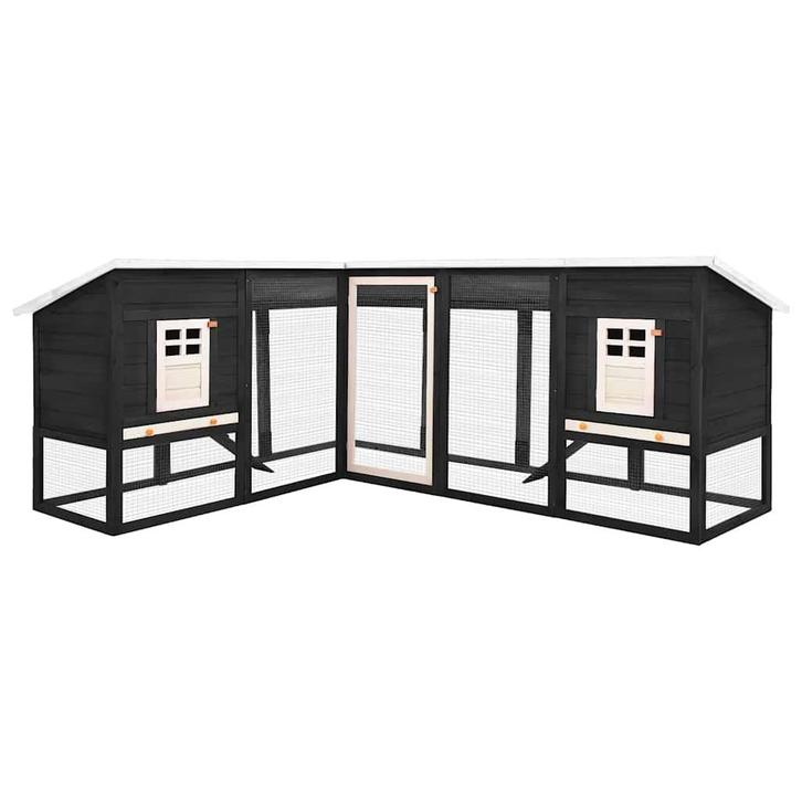 vidaXL Konijnenhok voor buiten met ren massief vurenhout, Dieren en Toebehoren, Knaagdieren en Konijnen | Hokken en Kooien, Nieuw