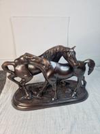 Beeld, 2 bronzen paarden beeld - 18 cm - Brons - 1980
