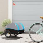 vidaXL Fietstrailer 30 kg ijzer zwart en blauw, Fietsen en Brommers, Fietsaccessoires | Aanhangwagens en Karren, Verzenden, Nieuw