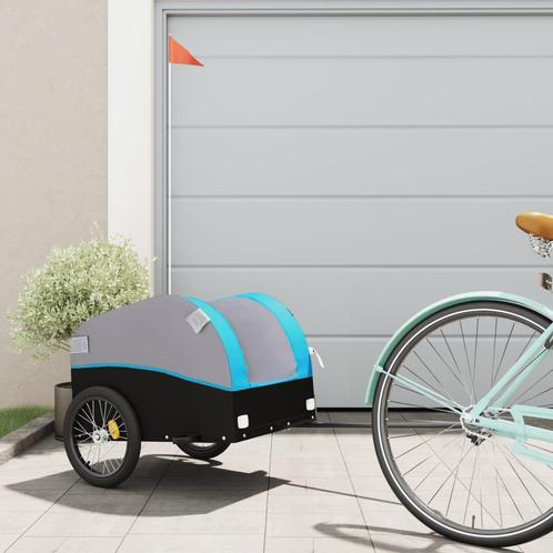vidaXL Fietstrailer 30 kg ijzer zwart en blauw, Fietsen en Brommers, Fietsaccessoires | Aanhangwagens en Karren, Nieuw, Verzenden