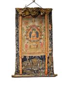 Un grand Thangka représentant Shakyamuni Bouddha - Coton,