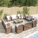 vidaXL 16-delige Loungeset met kussens poly rattan bruin, Verzenden, Nieuw, Loungeset