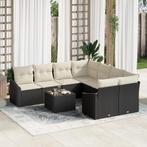vidaXL 9-delige tuinset met kussens in zwart poly rattan, Tuin en Terras, Verzenden, Nieuw
