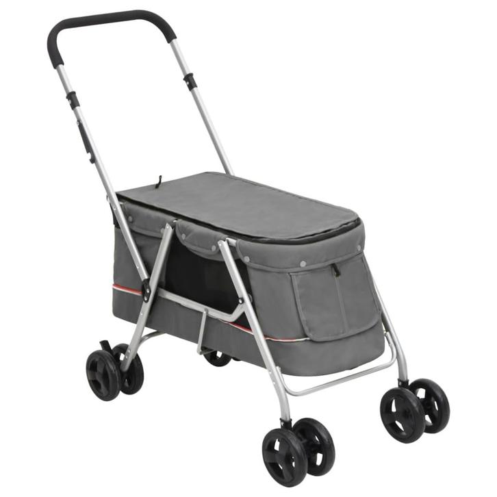 vidaXL Hondenwagen inklapbaar 100x49x96 cm linnenstof grijs, Dieren en Toebehoren, Overige Dieren-accessoires, Nieuw, Verzenden