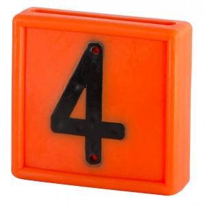 Plaquette numérotée orange, chiffre 4