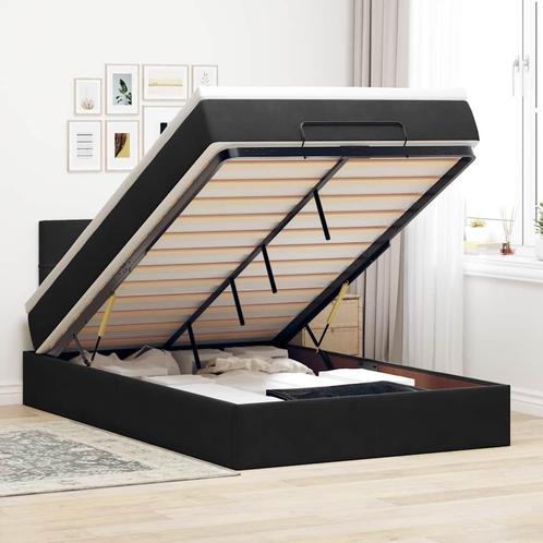 vidaXL Bed poef met matras 120x190 cm fluweel zwart, Huis en Inrichting, Slaapkamer | Bedden, Nieuw, Verzenden