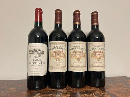 2000 Château Les Ormes de Pez &  x 3 Chateau Lilian Ladouys, Verzamelen, Wijnen