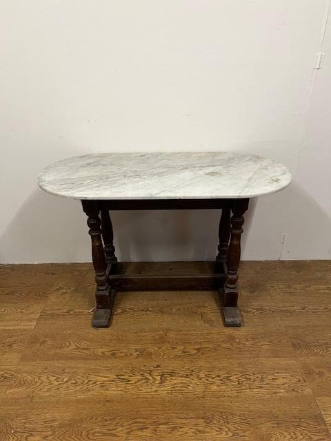 Vintage Marmeren Tafel (120x60cm) - T1546- Vintage/Café, Huis en Inrichting, Tafels | Eettafels, Ophalen