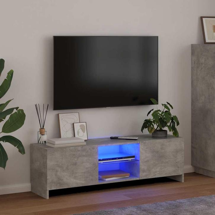 vidaXL Tv-meubel met LED-verlichting 120x30x36 cm betongrijs, Huis en Inrichting, Kasten |Televisiemeubels, Nieuw, Verzenden