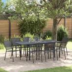 vidaXL Tuin Eettafel Set 9 pcs Staal, Tuin en Terras, Tuinsets en Loungesets, Verzenden, Nieuw