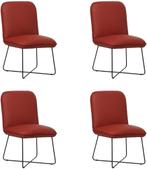 Set van 4 Rode leren industriële design eetkamerstoelen -, Huis en Inrichting, Stoelen, Nieuw, Vier, Modern, Leer