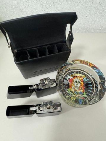 Zonder Minimumprijs - Sigarendoos (4) - Glas, Leder - beschikbaar voor biedingen