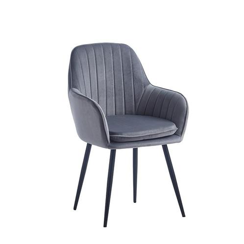 Eetkamerstoel Demi Fluweel Velvet Met Armleuning Grijs, Huis en Inrichting, Stoelen, Grijs, Eén, Nieuw, Stof, Ophalen of Verzenden