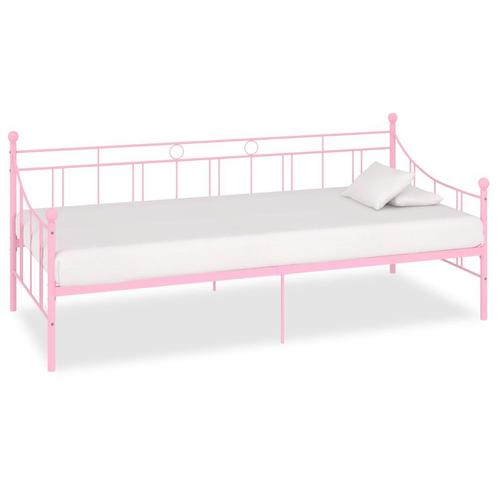 vidaXL Cadre de lit de repos Rose Métal 90 x 200 cm, Maison & Meubles, Chambre à coucher | Lits, Neuf, Envoi