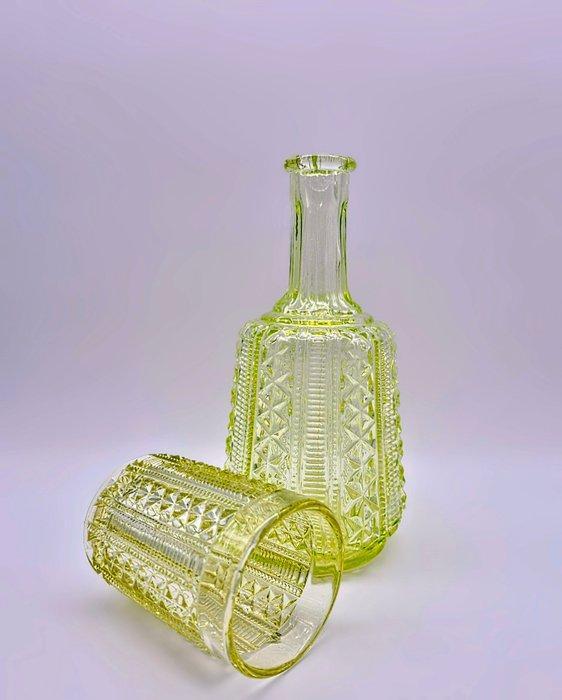 Art Nouveau Toiletset (2) - Scailmont - Glas - Uranium Glass, Antiek en Kunst, Antiek | Glaswerk en Kristal