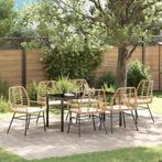 vidaXL Tuin Eettafel Set 7 pcs Bruin poly rattan, Tuin en Terras, Verzenden, Nieuw