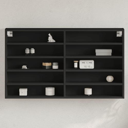 vidaXL Vitrinekast 100x15x58 cm bewerkt hout zwart, Huis en Inrichting, Kasten | Wandmeubels, Nieuw, Verzenden