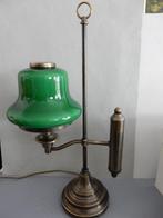Tafellamp -  - bureaulamp in verguld brons en smaragdgroene, Antiek en Kunst