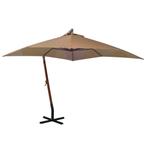 vidaXL Zweefparasol met paal 3x3 m massief vurenhout taupe, Tuin en Terras, Verzenden, Nieuw
