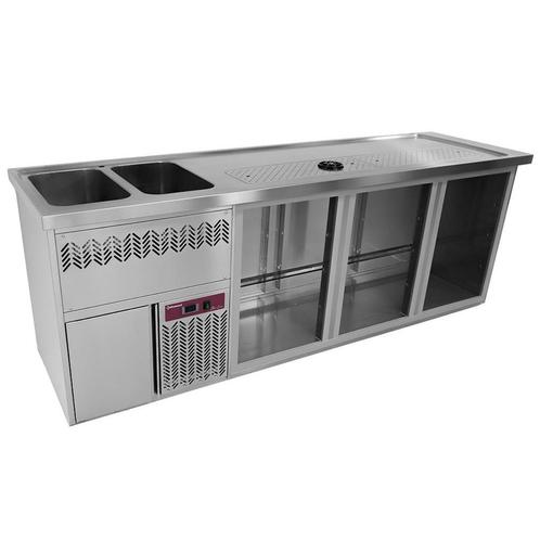 D-KBR/32G Comptoir bar 3 compartiments, égoutoir+grille, 2, Zakelijke goederen, Horeca | Keukenapparatuur, Verzenden