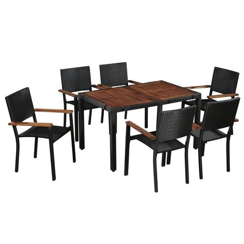 vidaXL Ensemble à manger dextérieur 7pcs Résine tressée, Jardin & Terrasse, Ensembles de jardin, Neuf, Envoi