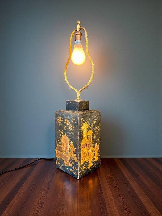 1920s Chinoiserie -H62cm - Tafellamp - Hout, Messing,, Antiek en Kunst, Curiosa en Brocante