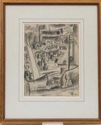 Leo Gestel (1850-1936) - Personen in een drukke straat, Antiek en Kunst