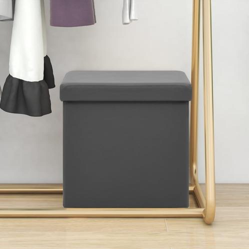 vidaXL Opbergkruk inklapbaar PVC grijs, Huis en Inrichting, Stoelen, Nieuw, Verzenden