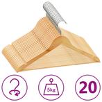 vidaXL 20-delige Kledinghangerset anti-slip hardhout, Huis en Inrichting, Kasten | Kleerkasten, Verzenden, Nieuw