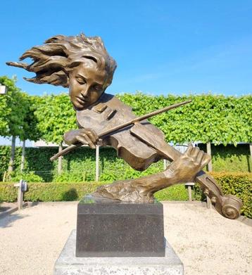 sculptuur, Da violista - 60 cm - Brons