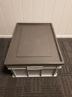 80x60x34cm kunststof bak met deksel grijs PP gesloten, Doe-het-zelf en Bouw, Kratten en Dozen, Ophalen of Verzenden, Nieuw