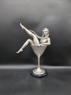 Beeld, XL Bronze Cocktail Glass with Lady - 52.5 cm - Brons