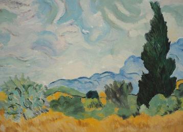 Ecole du XXème siècle - Champ de blé avec cyprès (Hommage à