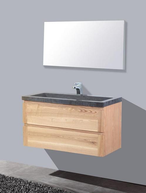 Badkamermeubelset Sanilux Wood Stone 100x47x50 cm Massief, Doe-het-zelf en Bouw, Sanitair, Bad, Nieuw, Ophalen of Verzenden