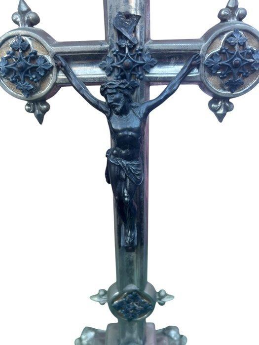 Metalen kruis Jezus - 40 cm - Antiek - Metaal - First half, Antiquités & Art, Antiquités | Livres & Manuscrits