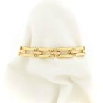 Bicolor gouden Bismarck schakel armband | 20 cm, Ophalen of Verzenden, Gebruikt, Overige kleuren, Goud