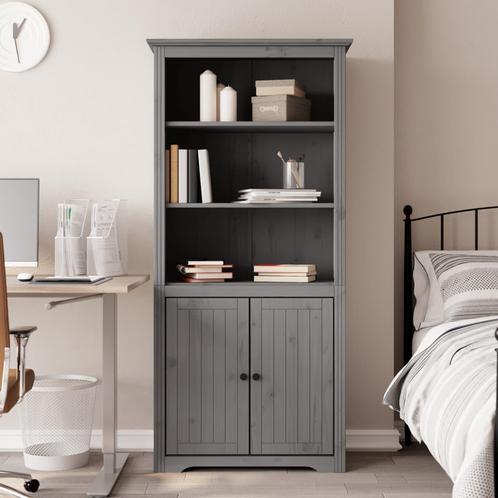 vidaXL Boekenkast BODO 82x40x173 cm massief grenenhout grijs, Huis en Inrichting, Kasten | Boekenkasten, Nieuw, Verzenden