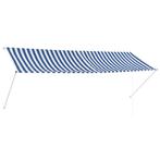 vidaXL Luifel uittrekbaar 350x150 cm blauw en wit, Tuin en Terras, Verzenden, Nieuw