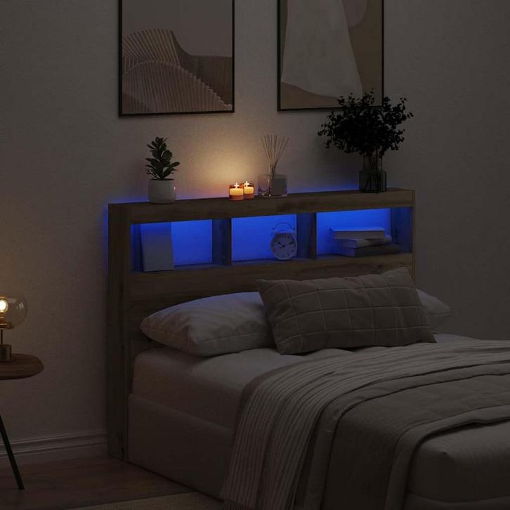 vidaXL Hoofdbordkast met LED artisan 140x17x102 cm, Huis en Inrichting, Slaapkamer | Bedden, Nieuw, Verzenden