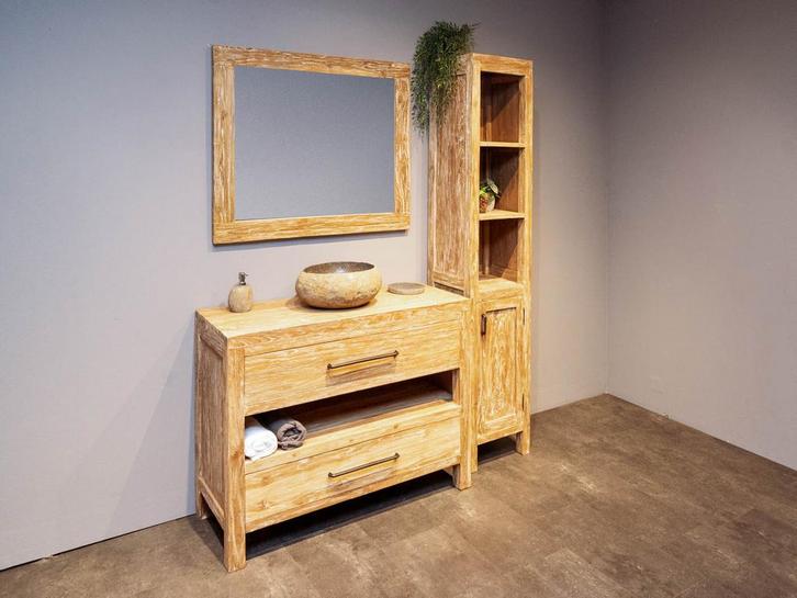 Compleet massief houten badmeubelset | Direct leverbaar!, Huis en Inrichting, Badkamer | Badkamermeubels, 25 tot 50 cm, Nieuw