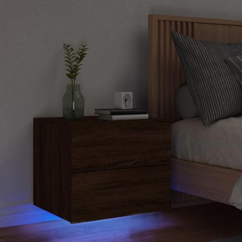vidaXL Nachtkastje met LEDs wandgemonteerd bruin eikenkleur, Maison & Meubles, Chambre à coucher | Tables de chevet, Envoi