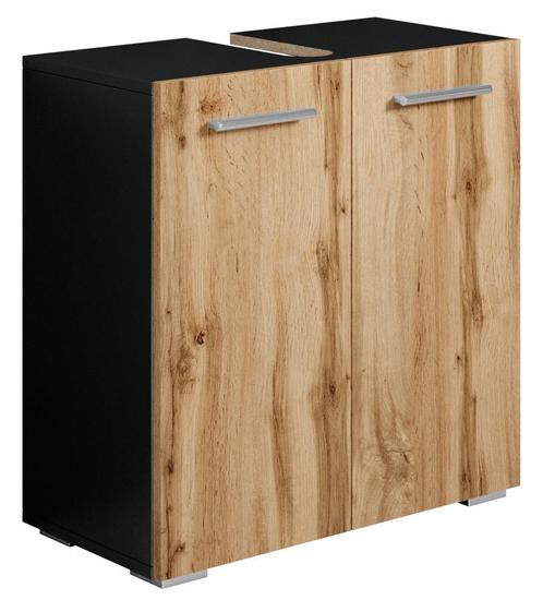 Wastafelkast Jupiter 60 x 30 x 60 cm Eiken Zwart, Huis en Inrichting, Badkamer | Badkamermeubels, Nieuw, Verzenden