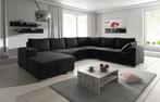 Hoekbank Adel - Zwart - Velvet - Links Met lounge | Meubella, Huis en Inrichting, Verzenden, Nieuw