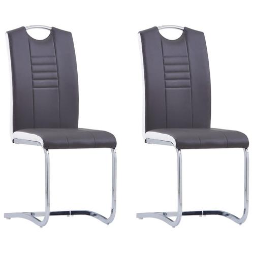 vidaXL Eetkamerstoelen 2 st kunstleer grijs, Huis en Inrichting, Stoelen, Nieuw, Verzenden