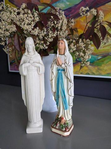 Statue, Christus Heilig Hart & Maria van Lourdes - 30 cm -