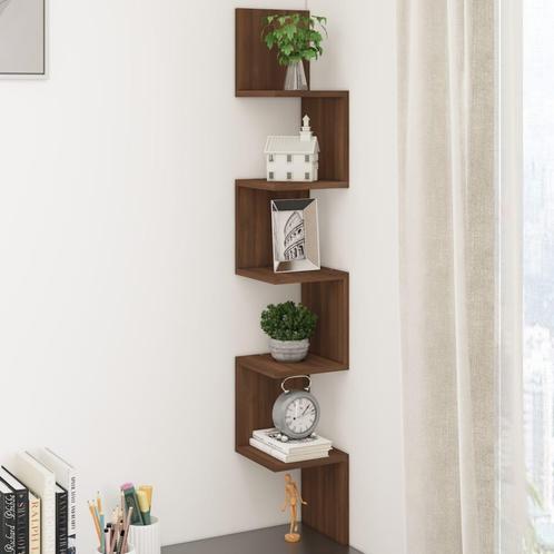 vidaXL Hoekwandschap 20x20x127,5 cm bewerkt hout bruin, Huis en Inrichting, Kasten | Wandmeubels, Nieuw, Verzenden