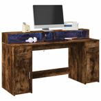vidaXL Bureau met LED-verlichting 160x55x91 cm hout gerookt, Verzenden, Nieuw